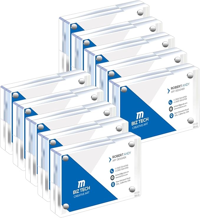 Mini Picture Frame 2.5x3.5 inch Clear Acrylic Magnetic Photo Business Card Frame 20mm Thick Double Sided Wallet Size Desktop Display Frames for Office Home Decor Photos Cards (10 Pcs)