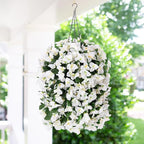 Faux Bougainvillea Artificial Flowers Plants for Outdoors Outside Decoration, 2 PCS White Fake Flowers UV Resistant Look Real Silk Long Trailing Vines for Front Door Porch Planter Patio Garden Yard
