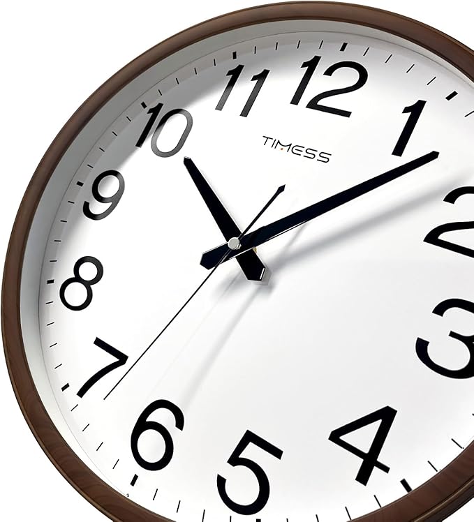 Wall Clock, Classic Wood Style Finish, 18 Inch Non-Ticking Silent Battery Operated Analog Clock, Ideal Retro Decor for Home, Bedroom, Living Room, Kitchen, Bathroom, Office(Wood Brown)