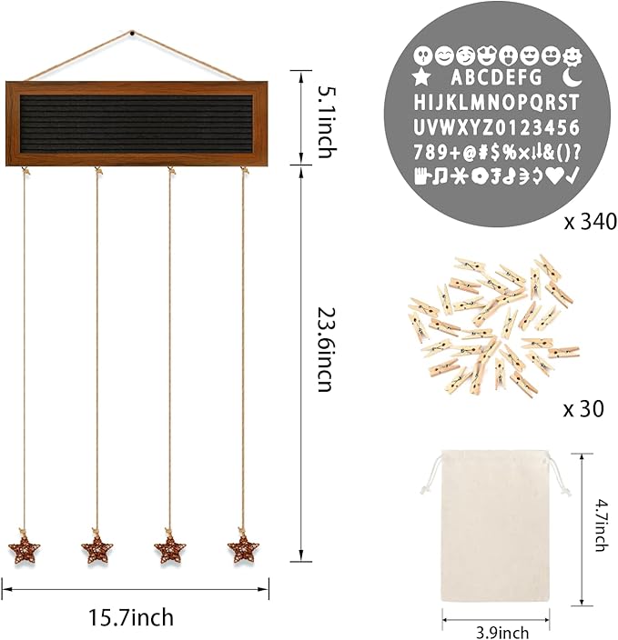 Picture Frames Collage Wall Decor Photo Collage Frame Hanging Photo Display, Felt Letter Board with 340 Letters and 30 Clips, Unique Rustic DIY Photo Frames for Family Best Friends