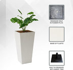 XBrand Modern 28-Inch Square Planter, Modern Tapered Planter Perfect for Indoor & Outdoor, Patio Décor, Set of 2