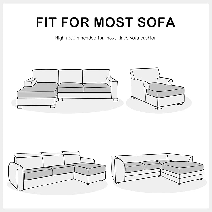 Yates Home Couch Covers for Sectional Sofa L Shape PU Leather Cushion Slipcover Water-Proof Elastic Chaise Seat Cover Protector Slip Cover for Settee Seater Replacement in Living Room（XXL, Chocolate