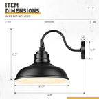 zeyu 18 Inch Dusk to Dawn Outdoor Barn Light, 1-Light Gooseneck Wall Light, Modern Wall Sconce for Garden Garage, Matte Black Finish, 016-1BL-PC BK