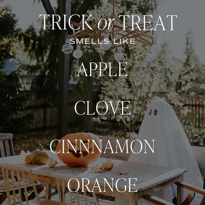 Sweet Water Decor Trick or Treat Candle, Autumn Scented Notes of Pumpkin, Spices, & Caramel, 40+ Hour Burn Time, Non-Toxic Soy Wax Blend, Poured in The USA, Cotton Wick, 9oz Glass Jar with Gold Lid