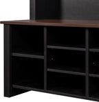 Ball & Cast 4-in-1 Hall Tree with 6 Hooks,Walnut Entryway Bench with Adjustable Shelves,Rustic Shoe Organizer with 16 Open Compartments,for Mudroom,Living Room,Hallway,Black