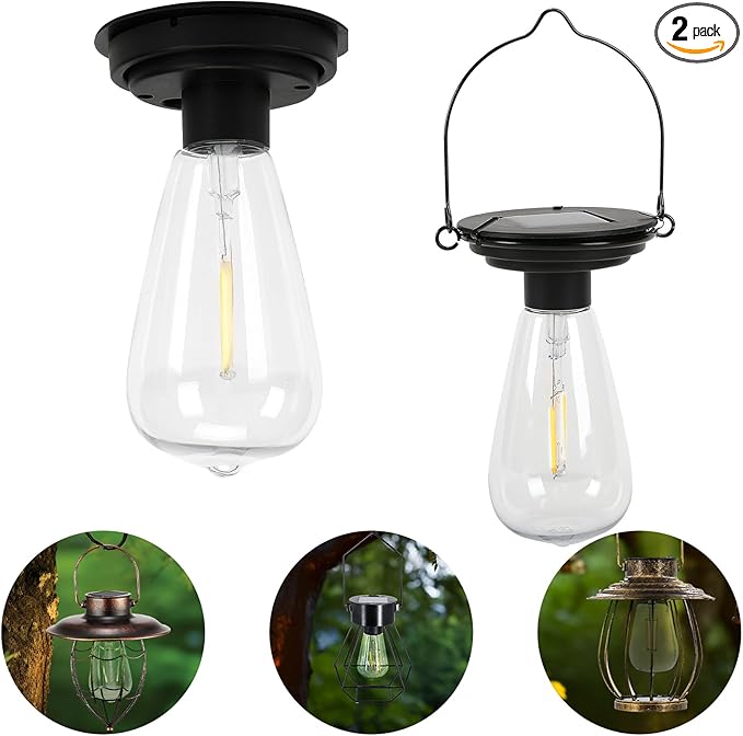 Replacement Solar Light Parts-Solar Lanterns Outdoor Waterproof Two Sizes for Versatile Switching 2 Pack They Can Serve As Accessories Or Stand Alone As Lanterns
