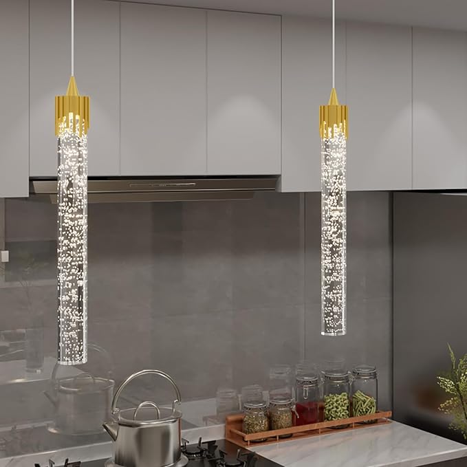 Mini Chandelier Modern LED Gold Pendant Lights for Kitchen Island Small Crystal Hanging Light Dimmable 2700k-6000k