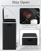 Arlopu 16 GallonStainless Steel Trash Can, 60L Dual Compartment, Metal Kitchen Step Recycle Bin, Metal Double Dustbin, in-Home Garbage Rubbish Can W/Removable Liner Buckets (Black)