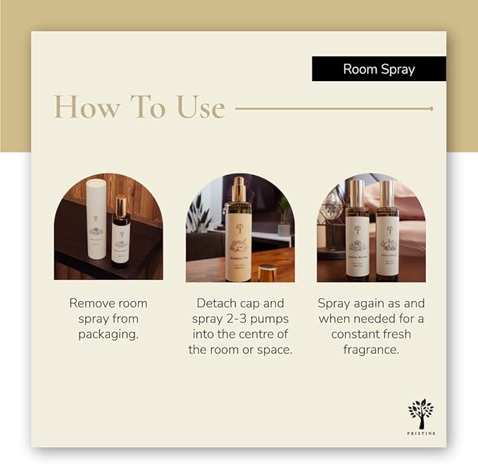 PRISTINE Swiss Château/Inspired by Hilton Hotel Linen & Room Spray Air Freshener, Made With Essential Oils, Tangerine, Raspberry, Cedarwood Scent, 3.4oz Pillow Spray