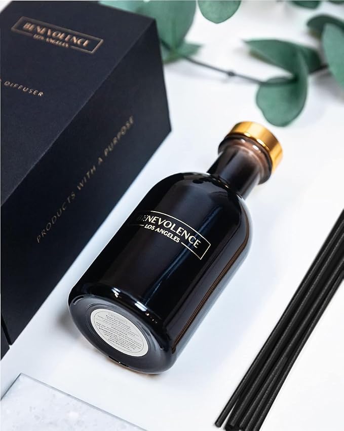 Benevolence LA Reed Diffusers for Home, Lavender & Eucalyptus Relaxing Fragrance | Aromatherapy Reed Diffuser Sticks with Gift Box, Scented Sticks for Bathroom | Home Décor