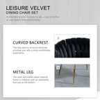 Nrizc Woven Dining Chairs Set of 6, Velvet Upholstered Dining Chairs with Gold Metal Legs, Modern Accent Chairs for Living Room, Dining Room, Kitchen (Black)