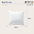 Set of 2 18×18 Inch Pillow Inserts Cotton Cover with Premium Fiber Filling Machine Washable Soft Fluffy Decorative Pillows for Indoor Outdoor Use Perfect for Couches Seats & Beds