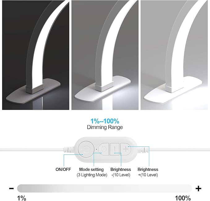 Foldable Large Half Moon LED Light,22" Arch Light for Table Nail Desk with Phone Stand, Upgrade Arch Light for Nail Techs with Wire Controller for Manicure Tattoo Beauty (White, Small)