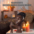 Sophisticated and Elegant Headscents-Head Incense Burner - Black Woman Smoking Head Incense Burner Design Calming Room Waterfall Decor and Unique Home Gift,Desk Decor (B)