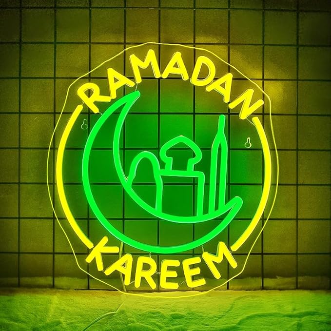 WLHOPE Ramadan Kareem Neon Sign Ramadan Decoration Neon Signs for Wall Decor Dimmable Ramadan Mubarak Neon Lights LED Light Up Sign for Islamic Bedroom Living Room Ramadan Celebration Gift Muslim Party