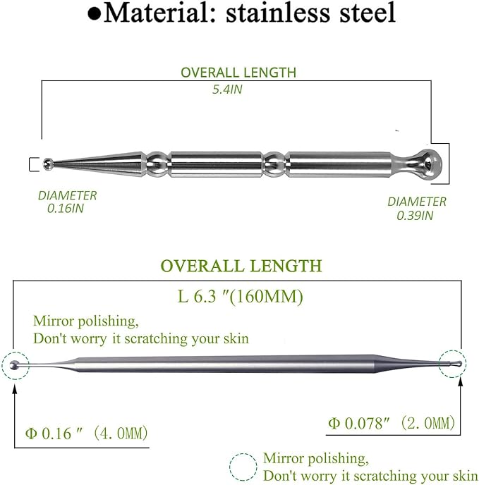 BYYDDIY Stainless Steel Dual Head Facial Reflexology Tool Set