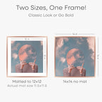 Homeforia 14x14 Picture Frame Rose Gold, High End Metal 14 x 14 Square Poster Frame with Mat 12 x 12 Photo, 14x14 Frame Matted to 12x12 Print, 14by14 Hanging Frames, Tempered Glass, Wall Kit, Set of 1