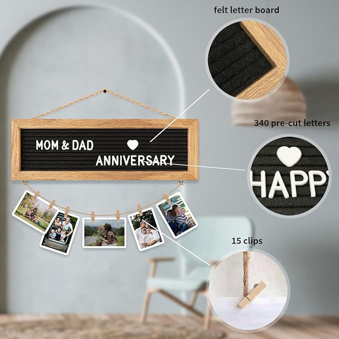 Picture Frames Collage Wall Decor Picture Frames for Wall, Felt Letter Board with 340 Letters and 15 Clips, Unique DIY Photo Frames, Gifts for Teen Girls Ages 10 11 12 13 Years Old Christmas