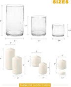ARIAMOTION Hurricane Glass Candle Holders Set, Pillar Votive,Clear Seeded Bubbles Cylinder Vase,Modern Rustic Table Centerpieces Bulk, 3 Sizes 8 Inch 5 Inch 3.5 Inch Height