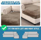 H.VERSAILTEX Velvet Stretch Individual Chaise Cover Sectional Couch Covers for L Shaped Sofa Both Left/Right Furniture Protector Seat Cushion Sofa Cover (1 Piece Chaise Cover, Mocha)