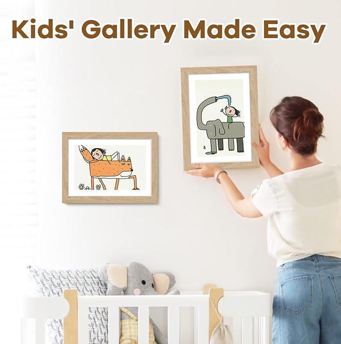 3 Pack Kids Artwork Frames 10x12.5 Inch Changeable Kids Art Frame with Front Opening for Art Display, Horizontally Vertically Wall Mount for Kids Drawing & School Projects (Wood)