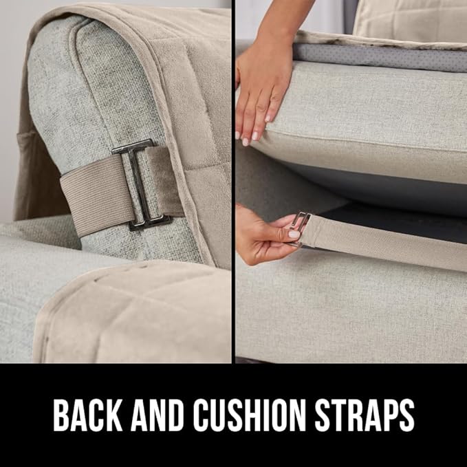 GORILLA GRIP Patented Waterproof Slip-Resistant Oversized 78” Sofa Protector Cover, for Leather or Fabric Couch Cushion, Large Microsuede Furniture Covers Dogs Pets Machine Washable Slipcover, Taupe