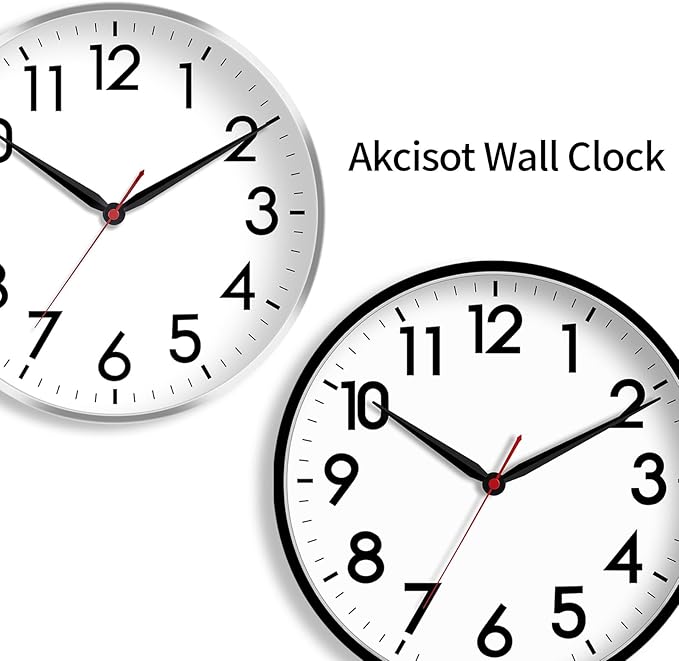 AKCISOT 16 Inch Wall Clock Large Silent Non-Ticking Wall Clocks Battery Operated - Analog Classic Clock Decorative for Living Room, Office, Home, School(Black)
