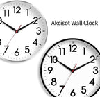AKCISOT 16 Inch Wall Clock Large Silent Non-Ticking Wall Clocks Battery Operated - Analog Classic Clock Decorative for Living Room, Office, Home, School(Black)