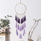 Artilady Macrame Dream Catchers for Bedroom - Tassel Wall Hanging Handmade Dreamcatchers Home Decor with Tassel Feather Ornament Craft Blessing Gift (Purple)