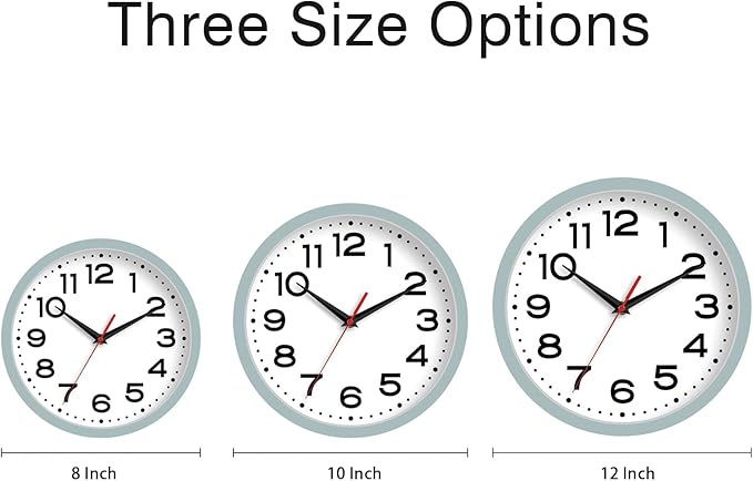 Wall Clock Silent Non-Ticking Modern Clock Battery Operated 12 Inch Small Classic Analog Decorative for Kitchen, Bathroom, Office, Bedroom, Home(Blue Gray)