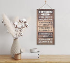Hanging Kitchen Rules Wood Decor Sign, Rustic Kitchen Wooden Signs, Printed Wood Wall Art Sign, Kitchen Door Rules Rustic Sign, Hanging Wood Sign Kitchen Decor, Funny Farmhouse Kitchen Wall Décor