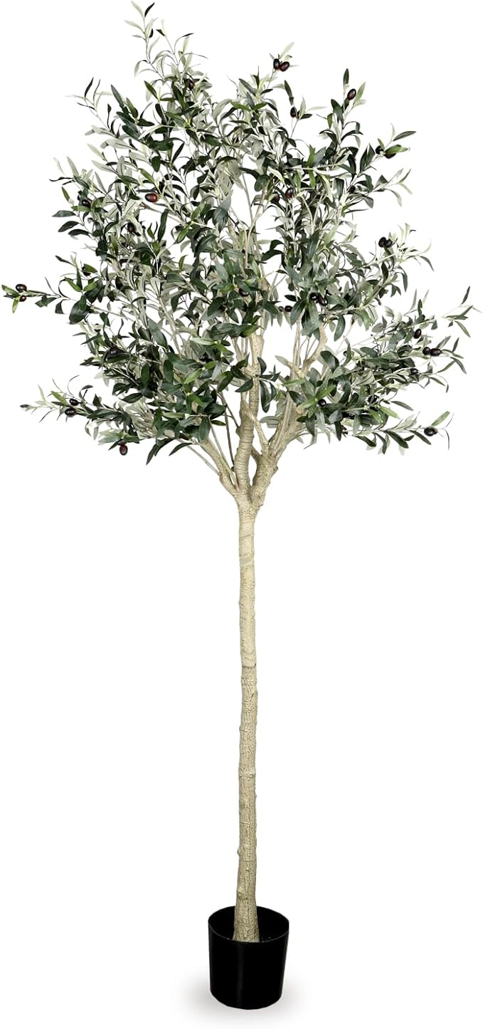 Artificial Olive Tree 7.5 ft Natural Olive Branches and Realistic Leaves for Modern Home Office Living Room Floor Decor 90 Inch