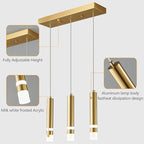 3-Light Dining Room Modern Pendant Light Kitchen Fixture Dimmable LED Gold Mini Pendant Lighting fo Kitchen Island Study Pendant Lights