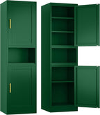 Tall Narrow Storage Cabinet 66.93" H Tall Bathroom Cabinet Metal Pantry Cabinets, 4 Adjustable Shelves for Kitchen, Home Office, Living Room, Dinning Room (20 inches Wide Green)