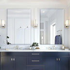 Mirrorons Beveled Mirror, Wall Mirror 24" x 36", Frameless Rectangle Bathroom Mirror with Beveled Edge, Hangs Horizontally or Vertically. Rounded Corner Tempered