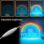 WLHOPE Be Yourself Neon Sign Be Yourself Neon Signs for Wall Decor Dimmable Rainbow Neon Lights Classroom LED Light Up Sign for Bedroom Bookstore Reading Room Library Study Room Decoration
