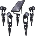 4-Spotlight Mini 50X Solar-Powered LED Spotlight (Cool White LED), Black Finish, Outdoor Garden Yard Landscape Downlight