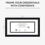 Homeforia 5x10 Business License Frame Black, High End Oak 5 x 10 Black Wood Document Certificate Frame with Mat 4x9, 10x5 Wooden Picture Frames for Wall or Tabletop, Tempered Glass, Wall Kit, Set of 1