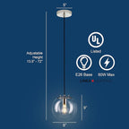 Linea di Liara Sferra Modern Large Glass Pendant Light Kitchen Island Brushed Nickel Pendant Lighting Clear Glass Globe Pendant Light Mid Century Hanging Light Fixture, LED Bulb Included, UL Listed