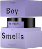 Boy Smells Violet Ends Candle - 8.5 oz - Aromatic Candle for Home with Rhubarb, Violet and Smoked Papyrus - Up to 50-Hour Burn - Cotton Wick