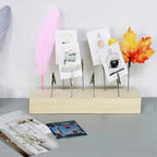 Mollytek Wood Desktop Photo Holder with Clips Multi Photo Display Stand Double Side Memos, Cards, Gallery Picture Display Stand with 9 Wire Clips (9 Clips)