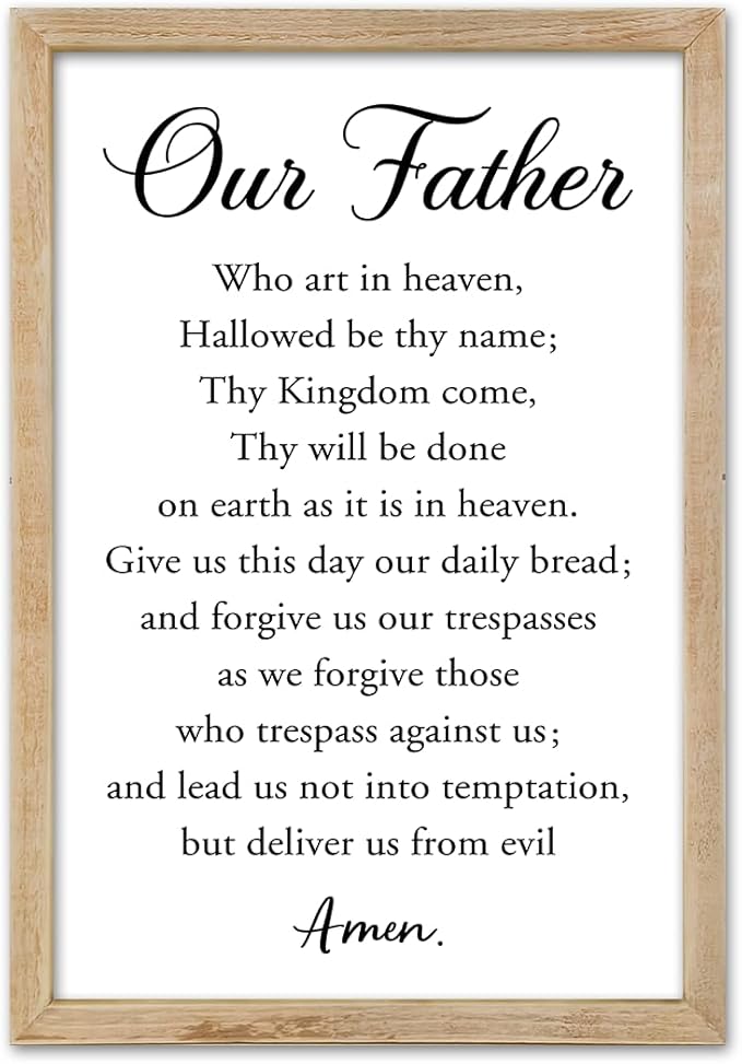 FZMHASLWW Our Father Prayer Wall Decor 16" x 11" Bible Verse Scripture Inspirational Quotes Sign Christian Wood Framed Wall Hanging Art (Wood)