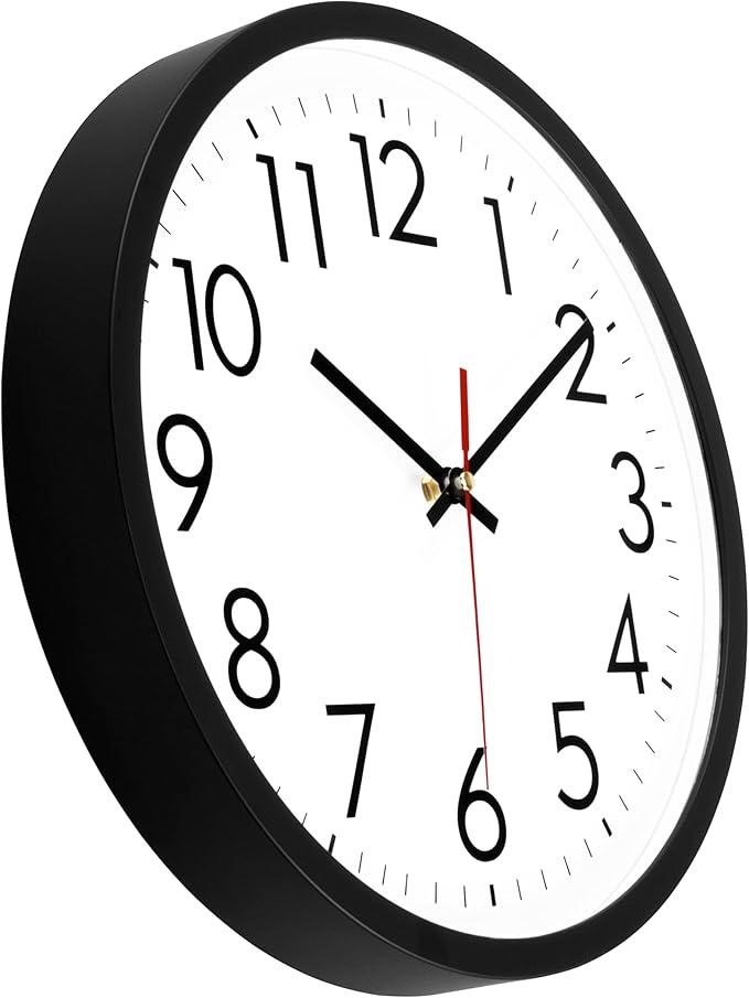 Lumuasky Wall Clock, Silent Non-Ticking 12 Inch Quartz Battery Operated Round Analog Wall Clock for Classroom,School, Office, Living Room, Bedroom,Kitchen