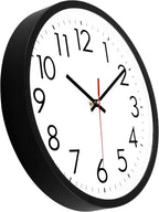 Lumuasky Wall Clock, Silent Non-Ticking 12 Inch Quartz Battery Operated Round Analog Wall Clock for Classroom,School, Office, Living Room, Bedroom,Kitchen