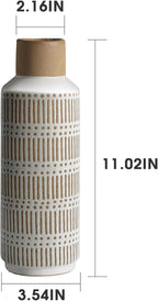 Rustic Ceramic Vase for Living Room Bedroom 11.02'' Farmhouse White Flower Vases for Bouquet Fake Plant Home Decor Office Table Shelf Fireplace Centerpieces Retro Vintage Classic Modern