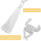 Fenghuangwu Curtain Tiebacks Tassel Tie-Backs, Rope Curtain tie Backs Handmade Curtain Holdbacks Made from Polyester (White, 6p)