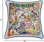 Catstudio Florida Embroidered Pillow - U.S. State Souvenir Decorative Throw Pillow with Original Artwork for Florida Lovers, Travel Souvenir