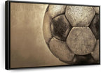 Elephant Stock Worn Soccer Ball Wall Art - Horizontal Framed Canvas - 1-Piece Living Room Wall Decor - Photography sports Canvas Print - Brown and Gray Decor for Wall - 13" X 9"