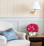 Hollyone Hydrangea Artificial Flowers with Glass Vase Fuchsia Silk Faux Flowers Arrangements in Vase with Faux Water Fake Floral Bulk Bouquet for Home Decor Table Centerpiece Decorations