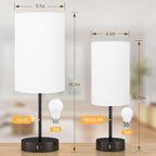 AKASUKI 18Inch Table Lamp with Dual Charging Station, 3 Way Dimmable Touch Lamp for Bedroom, Living Room, Office(LED Bulb Included)